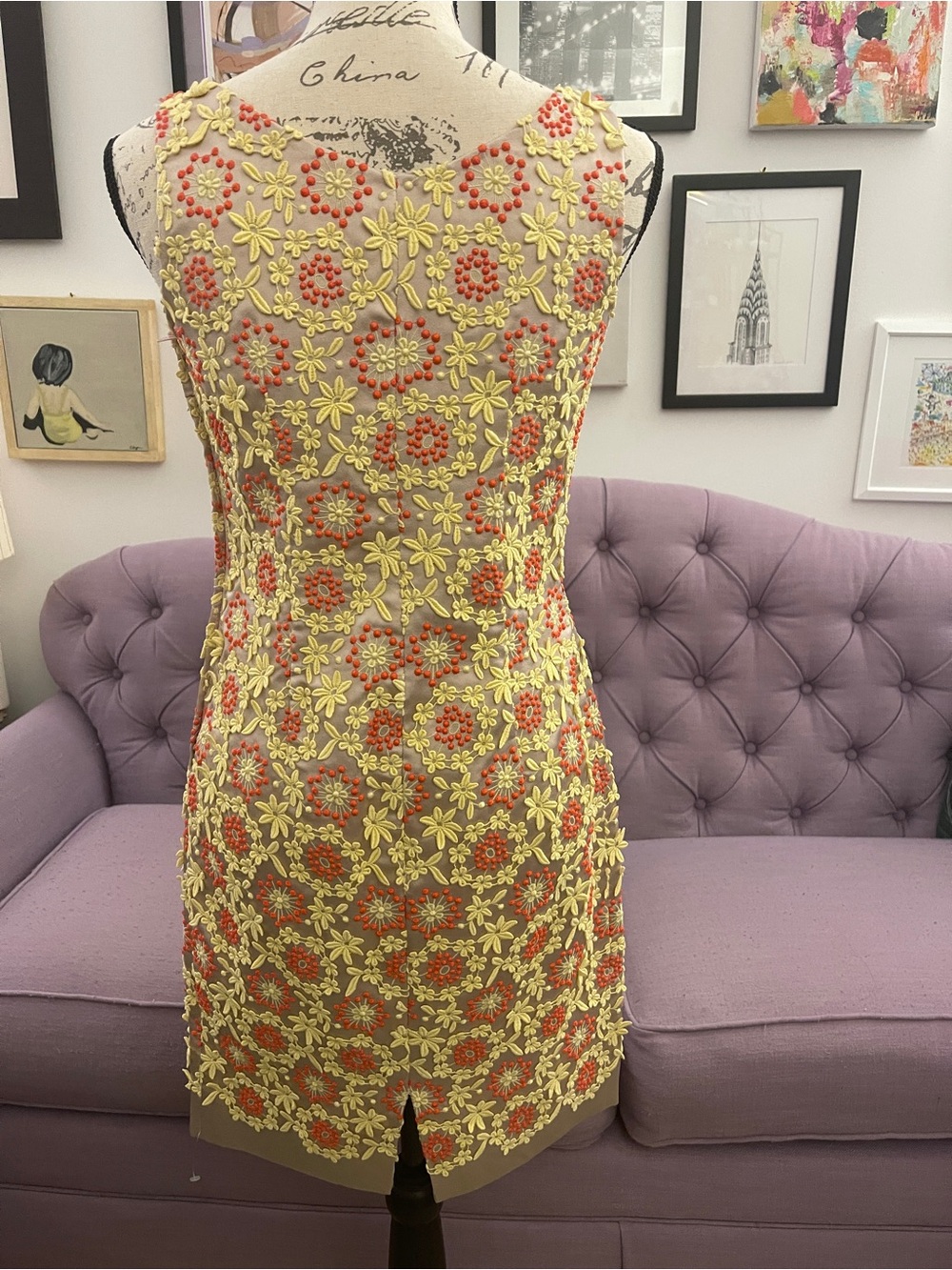 2012 Prada Floral Embroidered Shift Dress 44 - Picture 4 of 10